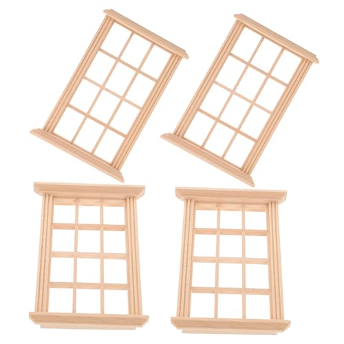 CLISPEED 4Stücke Holzfensterrahmen für Puppenhaus Teiliges Modell aus Hochwertigem für Mikrolandschaften und Kreative Spielzimmerdekoration von CLISPEED