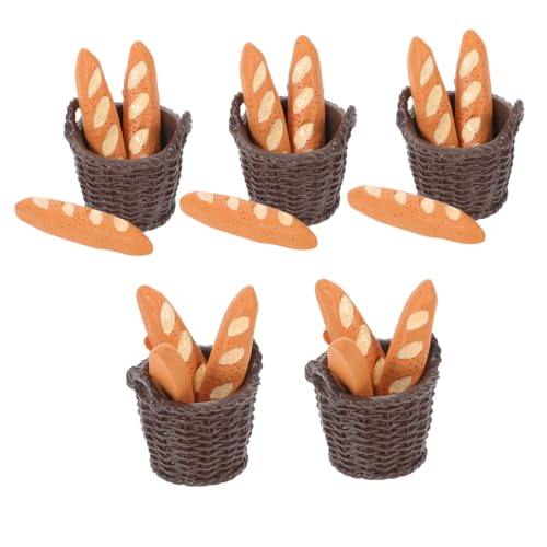 CLISPEED 5 Satz Teiliges Miniatur Baguette Realistischen Brotkörben Detailgetreue Leichte Puppenhaus-deko Tragbare Brotmodelle für Kreative Szenen Küchen Fotorequisiten von CLISPEED