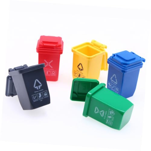 CLISPEED 5 Stück Mini Mülltonnen Miniatur Abfallbehälter Puppenhaus Dekoration Sandtisch Modell Hausmüllsortierer Robuste Mini Mülleimer für Sandtisch und Puppenhaus Zubehör von CLISPEED