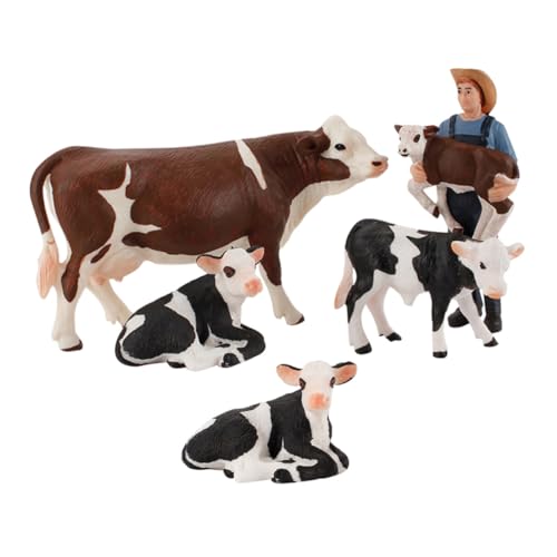 CLISPEED 5 Stück Realistische Miniatur Rinderfiguren aus PVC Detailgetreu Gestaltete Bauernhoftiere Vielseitig für Indoor und Outdoor Deko Lernspielzeug Kindlichen Entwicklung von CLISPEED