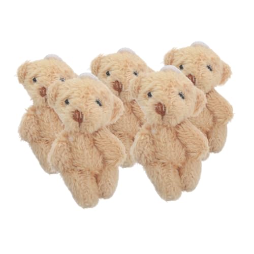 CLISPEED 5 Stück Teddybär Stofftier Mini-stoffbären Schlüsselanhänger Bär Mini-kuscheltiere Taschenbär Ausgestopfte Tiere Bärendekorationen Bär Schlüsselanhänger Minibären Plüsch Khaki von CLISPEED