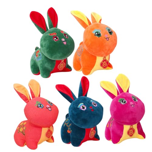 CLISPEED 5 Stück Teiliges Plüsch Kaninchen Bunte Stofftier Hase als Glücksbringer Leichte Dekoration für Erwachsene Kuscheltier Maskottchen von CLISPEED