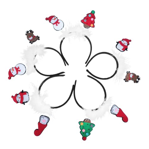 CLISPEED 5 Stück Teiliges Weihnachts Stirnband Festival Haarreif mit Einzigartigen Rentier Pinguin Weihnachtsmann Motiven Komfortabel und Langlebig für Kostüm und Partyfeiern von CLISPEED