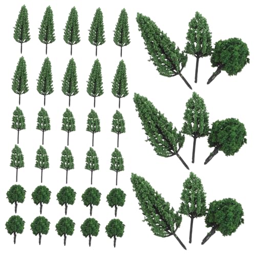 CLISPEED 50 Stück Miniatur Bäume Set Realistische Modellbaum Figuren für DIY Mikro Landschaft und Architektur Modelle Detailgetreue Miniatur Bäume für Sandtisch und Dekoration von CLISPEED