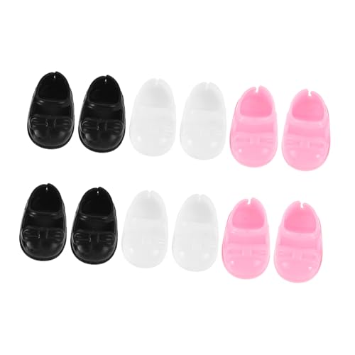 CLISPEED 6 Paare Mini Puppenschuhe Flache Sandalen Schwarz Weiß Rosa Puppenzubehör Miniatur Schuhe für Kleine Puppen Dekoration von CLISPEED