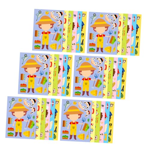 CLISPEED 6 Sätze Puzzle Sticker Berufswechsel DIY Kreatives Anziehspielzeug Interaktive Lernaktivität für Eltern Junge Mädchen Bindung und Familienzeit von CLISPEED