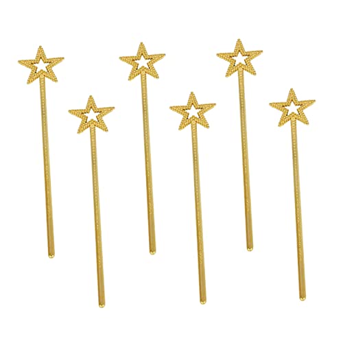 CLISPEED 6 Stück Pentagramm-Fee-Zauberstab glühen Beute Feenflügel Party für Mädchen Kostüm Zauberstäbe der Sternenprinzessin Zauberstab Stern Sternenstab Golden von CLISPEED