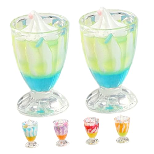 CLISPEED 6 Stück Realistische Miniatur Eisbecher Puppenhaus Deko Kleine Dessertgläser Basteln Süßigkeiten für Mini Haus Küche Zubehör von CLISPEED