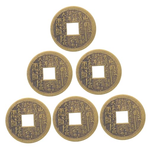 CLISPEED 6 Stück Teiliges Antiker Messing münzen für Chinesische Knoten DIY Bastelzubehör Vintage Kupferfarbe Glücksmünzen Anhänger für Auto Haus Büro Dekoration und Schmuckgestaltung von CLISPEED