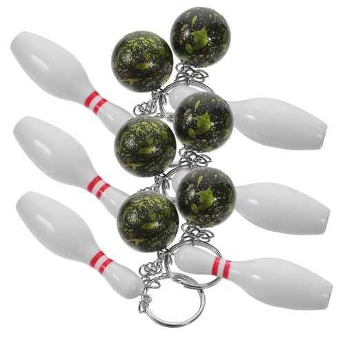 CLISPEED 6 Stück Teiliges Bowling Pin Schlüsselanhänger Grün Bowlingkugel Anhänger Party Mitgebsel für Kindergeburtstag Junge Mädchen Sportfans Leicht und Tragbar von CLISPEED