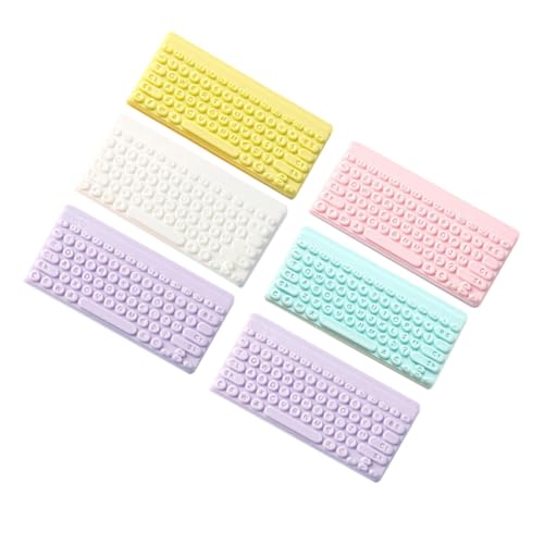 CLISPEED 6 Stück Teiliges DIY Miniatur Tastatur aus Farbigem Harz Kleine Tastatur Charms für Schmuck Schlüsselanhänger Bastelbedarf und Puppenhaus Dekoration Handgefertigte DIY Accessoires von CLISPEED