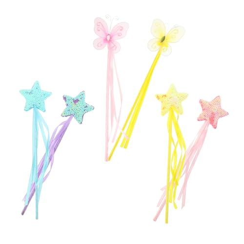 CLISPEED 6 Stück Teiliges Feenstab Mädchen Tragbare Handliche Engel Stäbe in Gelb Violett Blau und Schmetterlingsdesign für Bühnenauftritte und Partydekoration CLISPEED 6 Stück Teiliges Feenstab Mädchen Tragbare Handliche Engel Stäbe in Gelb Violett Blau und Schmetterlingsdesign für Bühnenauftritte und Partydekoration von CLISPEED