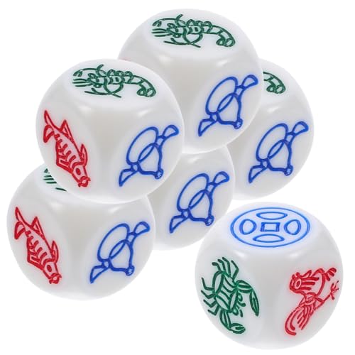 CLISPEED 6 Stück Teiliges Fisch Garnelen Krabben Würfelspiel Requisiten für Party Ktv Bar Brettspiele Kompakt Robust Langlebig von CLISPEED