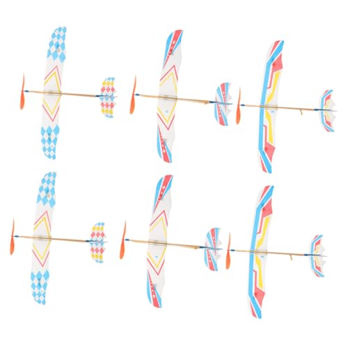 CLISPEED 6 Stück Teiliges Gummiband Flugzeugspielzeug Kleine Outdoor Segelflugzeuge Robust und Einfach zu Montieren Pädagogisches Modell für Lustige Flugzeugmodelle von CLISPEED