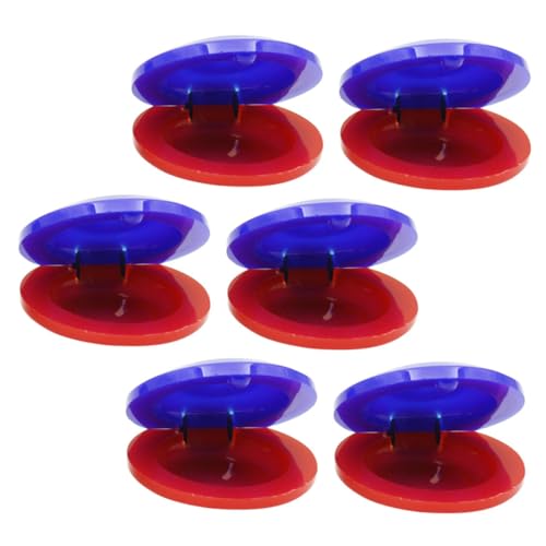 CLISPEED 6 Stück Teiliges Kastagnetten für Farbenfrohe Rote und Blaue Orff Musikinstrumente aus Hochwertigem Material Sicheres Glattes Percussion für Musikalische Früherziehung und von CLISPEED