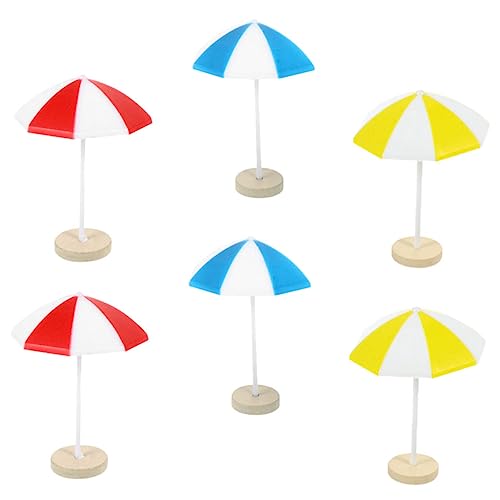 CLISPEED 6 Stück Teiliges Mini Strandsonnenschirm Detailreiche Mikrolandschaft Deko für Puppenhäuser Buntes Resin Ornament Geeignet für Miniaturgärten Fensterdeko und Pflanzendekoration von CLISPEED