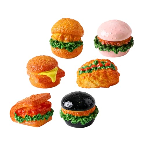 CLISPEED 6 Stück Teiliges Miniatur Hamburger Modell aus Widerstandsfähigem Harz Realistische Künstliche Burger Figuren für Puppenhaus Dekoration DIY Essen Requisiten für Detailreiche von CLISPEED