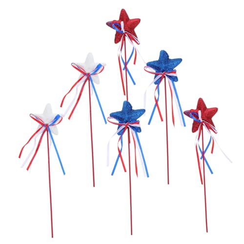 CLISPEED 6 Stück Teiliges Patriotische Stern Stäbe für Unabhängigkeitstag Dekoration Rot Weiß Blau Vielseitig Einsetzbar für Partys und Feiern für Kreative Eventgestaltung von CLISPEED