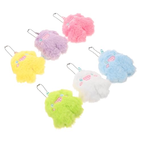 CLISPEED 6 Stück Teiliges Plüschtier Kleine Cartoon Puppe Weiche Kuscheltiere mit Hängekette Bunte Stofftiere für Kinderzimmer Dekoration für Mädchen von CLISPEED
