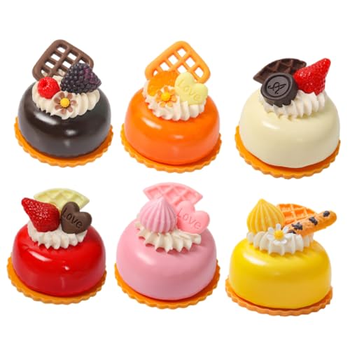 CLISPEED 6 Stück Teiliges Realistische Französische Kuchenmodelle aus PU PVC Harz Bruchfestes Dessert Dekorationsornamente Kleine Leichte Lebensmittelattrappen für und Fotorequisiten von CLISPEED
