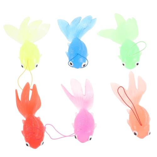 CLISPEED 6 Stück Teiliges Realistische Goldfisch Modelle aus TPR Halbtransparente Weiche Spielzeugfische für Aquarium Dekoration Bunte Spielzeuge für Party und Naturerlebnis von CLISPEED
