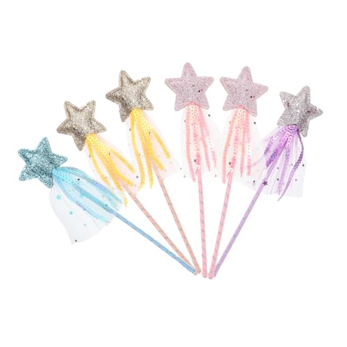CLISPEED 6 Stück Teiliges Sternförmiges Feenstäbe Leichtes für Party Cosplay Bunte in Gold und Blau als für Mädchen Geburtstag von CLISPEED