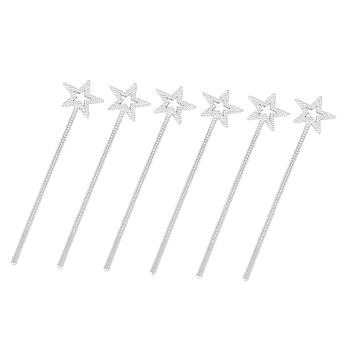CLISPEED 6 Stück Zauberstab Stern Feenstab Feenstäbe stecken Sternenstab Glitzerstäbe für Party Zauberstab für Mädchen Sternenstäbe Sternstäbe für Mädchen Silver von CLISPEED