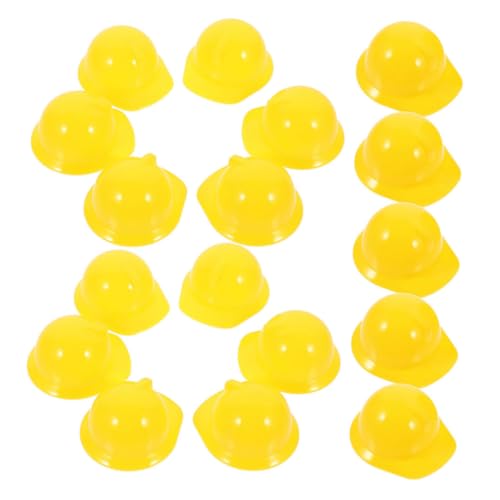 CLISPEED 60 Stück Mini Bauhelme aus Robustem Kleine Puppenhelme für DIY Bastelprojekte Miniatur Sicherheitshelme Gelb für Partydeko Puppenzubehör und Haustierhut von CLISPEED