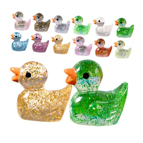 CLISPEED 60 Stück Teiliges Miniatur Leuchtende Harz Enten Figuren Verarbeitung Kompakte Gartendeko für Micro Landschaften Aquarium Balkon und DIY Bastelprojekte Farben Mix von CLISPEED