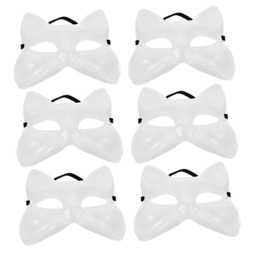 CLISPEED 6Stücke DIY Fuchsmasken Unbemalte Masken für Kreative Bastelprojekte für Halloween Karneval Maskeraden Geburtstagsfeiern Leicht von CLISPEED