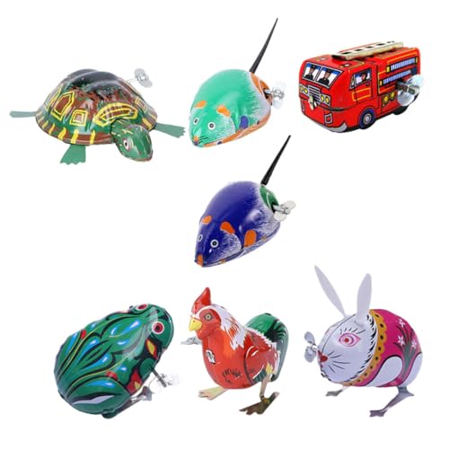 CLISPEED 7 Stück Teiliges Nostalgische Aufziehspielzeuge aus Bunte Cartoon Figuren mit Robustem Material Windbetriebenes Kinderspielzeug für Dekoration und Sammeln von CLISPEED