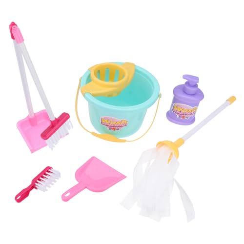 CLISPEED 7 Stück Teiliges Reinigungsset für Kreatives Rollenspiel mit Mini Besen Wischmop und Weiteren Reinigungswerkzeugen Putzset für Mädchen Fantasie und Motorischen Zufällige Farbe von CLISPEED