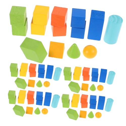 CLISPEED 70 Stück Teiliges Geometrisches Lernspielzeug mit Dreidimensionalen Formen und Bausteinen Montessori Material für Grundschüler Fördert Räumliches Vorstellungsvermögen und von CLISPEED