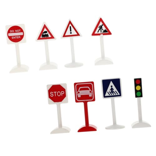 CLISPEED 8 Stück Miniatur Verkehrsschilder Set Sandtisch Deko für Minilandschaften Lernspielzeug für Bastelprojekte und Dekoration von CLISPEED