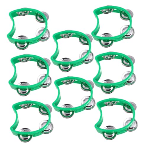 CLISPEED 8 Stück Teiliges Grünes Hand-Tamburin mit Schellen Leichtes Musikinstrument für Kleinkinder Fördert Hand-Auge-koordination Kreatives Rhythmusspiel Orff-musikspielzeug für Frühe von CLISPEED