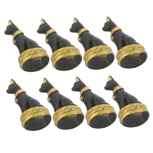 CLISPEED 8 Stück Teiliges Mini Katzenfiguren aus Langlebigem Harz Kleine Ägyptische Katzenstatuen für Mikro Landschaften Garten und Innenraumdekoration Vielseitig Einsetzbare Miniatur von CLISPEED