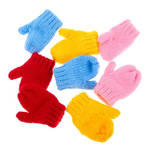 CLISPEED 8 Stück Teiliges Mini Strickhandschuhe für Puppen in Farben Weiche DIY Puppenzubehör Handschuhe Kleine Handschuhe für Puppenhaus Vielseitig für Babypuppen und Puppenkleidung von CLISPEED