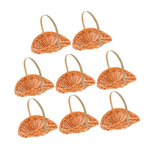CLISPEED 8 Stück Teiliges Miniatur Geflochtenes Körbchen Griffen Kleine Handgefertigte Rattan-körbe für Candy Blumen Puppenhaus Hochzeitsdeko Feengarten Vielseitig Einsetzbar von CLISPEED
