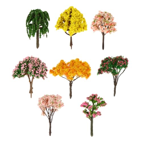CLISPEED 8 Stück Teiliges Miniatur Kunststoff Bäume Realistische Simulation Kirschblütenbäume DIY Mikro Landschaftsdekoration für Architektur Sandtisch und Modellbau Vielseitig für Zuhause von CLISPEED