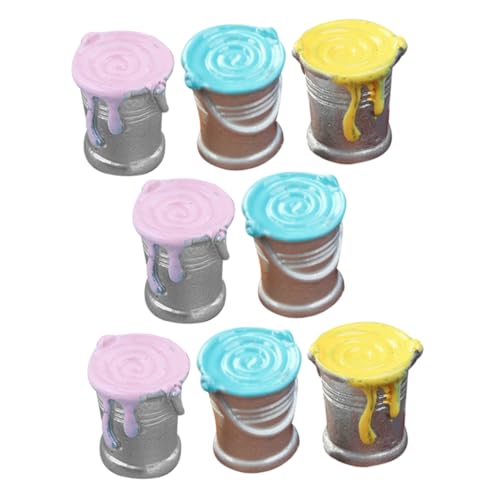 CLISPEED 8 Stück Teiliges Miniatur Ölfarbeimer Bunte Farbtöpfe Puppenhaus Dekoration Micro Landscape Adornments Kleine Haus Accessoires Realistische Mini Deko von CLISPEED