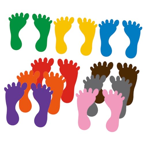 CLISPEED 9 Paare Bunte Fußabdruck Bodenaufkleber Selbstklebend rutschfest für Kindergarten Klassenzimmer Spielbereiche zur Orientierung und Dekoration Zufällige Farbe Zufällige Farbe von CLISPEED