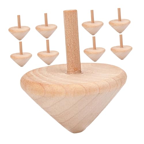 CLISPEED 9 Stück Kreiselspielzeug aus Holz Holztrommel Drehkreisel bastelset für Pädagogisches Kreisel aus Holz Spinnenspielzeug Mini-Kreisel hölzern Beige von CLISPEED