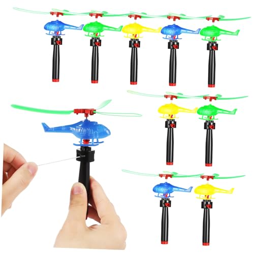 CLISPEED 9 Stück Teiliges Fliegender Hubschrauber mit Handzug Mechanismus Bunte Kunststoff Helikopter für Outdoor Spiele Party Favors für Familienaktivitäten von CLISPEED
