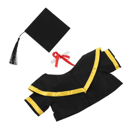 CLISPEED Abschlussbär-outfit Abschlusspuppe Kleidung Für Stofftiere Kuscheltier Mütze Abschluss Stofftiere Stofftierkleidung Kuschelbär-tiermütze Mütze Und Mantel Papier Black von CLISPEED