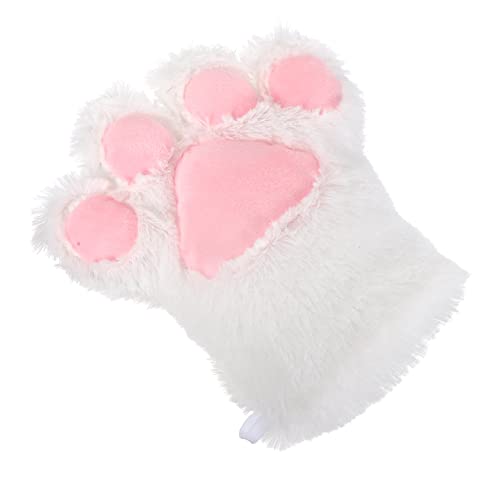 CLISPEED Bärenklauenhandschuhe Tierpfotenhandschuh Körperpflege Katzenplüsch Katzenpfoten Fäustling Tierhandschuhe Winterplüsch-katzenklauenhandschuh Cosplay Fell Weiß Hochwertiger Pv-samt von CLISPEED