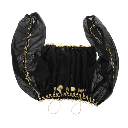 CLISPEED Bauchtanz Langarm Oberteil Off shoulder Performance Top für Indischen Tribal Tanz Bühnenauftritt Ethnischer Tanz Übungsoberteil Schwarz von CLISPEED