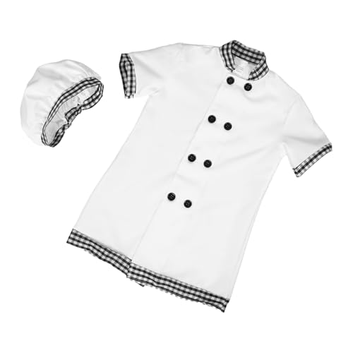 CLISPEED Chef Outfit mit Schürze und Hut für Rollenspiele Halloween und Bühnenaufführungen Atmungsaktive Materialien und Ansprechendes Design von CLISPEED