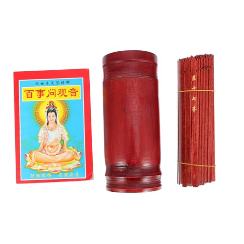 CLISPEED Chinesischer Buddhistischer Divinations stäbchen Chinesischer Stil Divinations Bucket aus Holzpapier Kleines Tragbares Wahrsage Spiel für Freizeit und Besondere Anlässe Tiefrotes von CLISPEED
