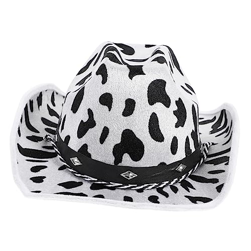 CLISPEED Cowboyhut mit Kuhmuster für Damen und Herren Stylischer Westernparty Hut für Halloween Kostümparty und Karneval Robust und Hautfreundlich von CLISPEED