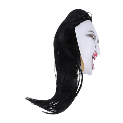 CLISPEED Creepy Halloween Maske Realistische Frau mit Langem Haar Gruseliges Horror Kostüm Zubehör für Maskenball Bühnenauftritte Vielseitige von CLISPEED